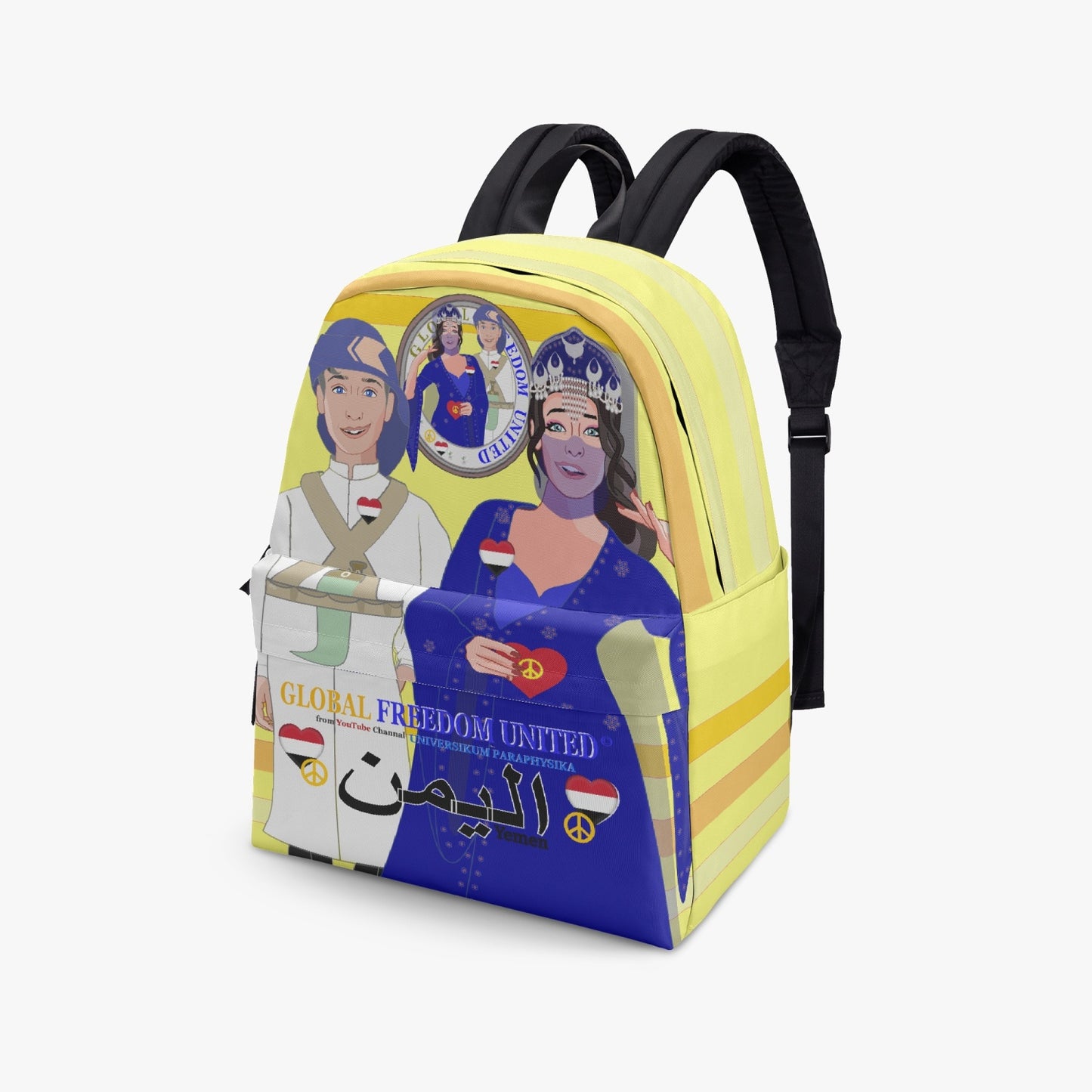 GLOBAL FREEDOM UNITED© Couple Yemen Yellow - All-over-print Canvas Backpack
