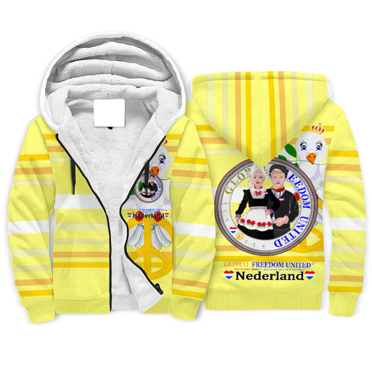 Plush Hoodie GLOBAL FREEDOM UNITED© Couple Nederland Yellow