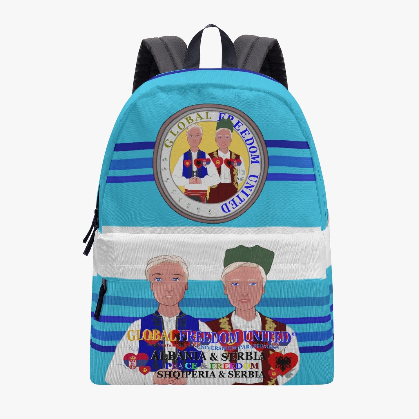 GLOBAL FREEDOM UNITED MEN ALBANIA & SERBIA OLD PEACE All-over-print Canvas Backpack