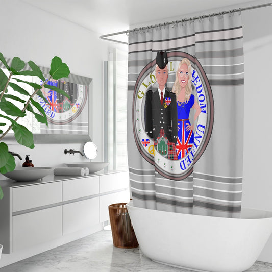 GLOBAL FREEDOM UNITED© Couple England Grey - Quick-drying Shower Curtain