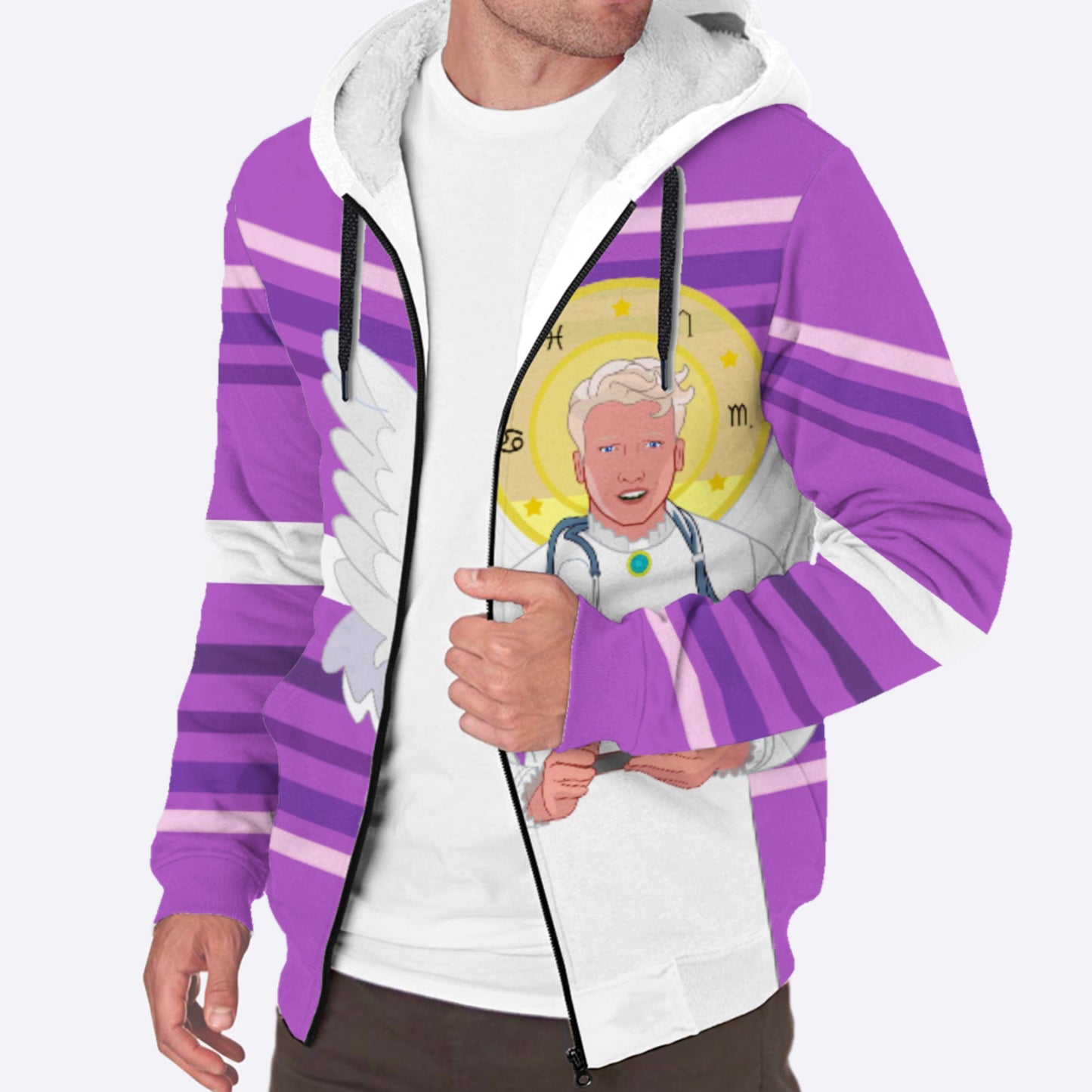 Plush Hoodie GLOBAL FREEDOM UNITED© Archangel Rafael Arabic Lilac