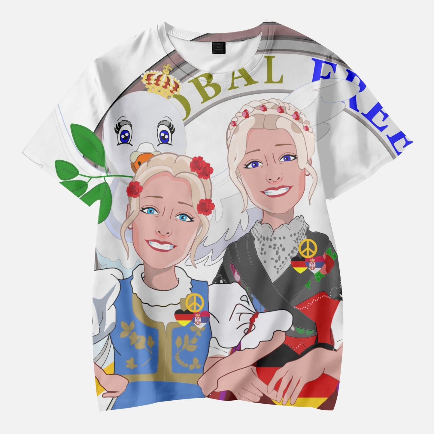 Kids' Short T-Shirts GLOBAL FREEDOM UNITED©  GIRL SERBIA & GERMANY WIGHT