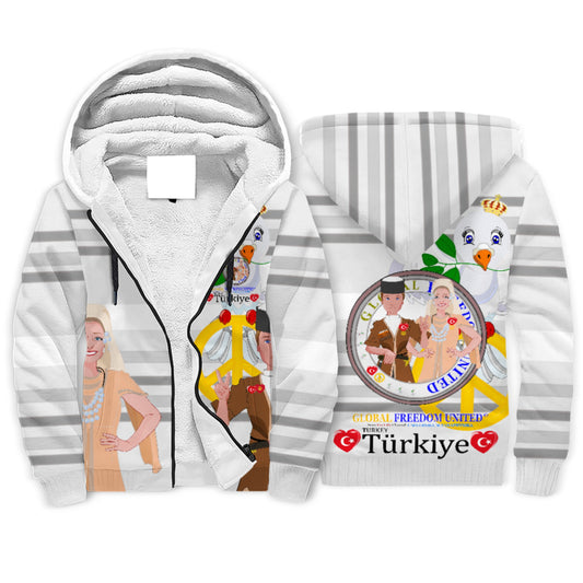 Plush Hoodie GLOBAL FREEDOM UNITED© Couple Turkey Grey