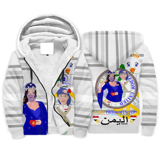 Plush Hoodie GLOBAL FREEDOM UNITED© Couple Yemen Grey