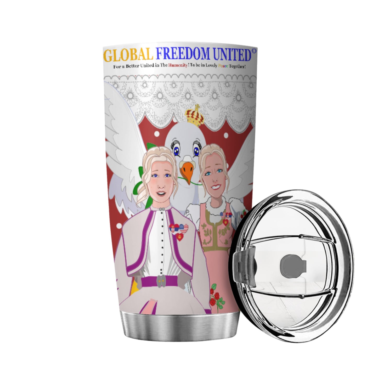 Tumbler 2 GLOBAL FREEDOM UNITED© Women Serbia & USA Red