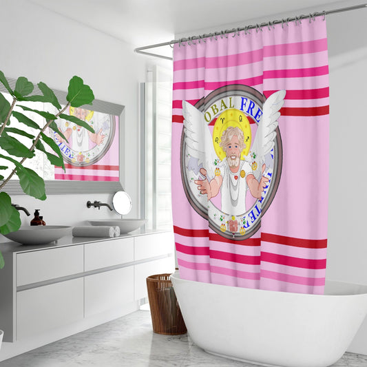 Quick-drying Shower Curtain GLOBAL FREEDOM UNITED© Archangel Uriel Pink1