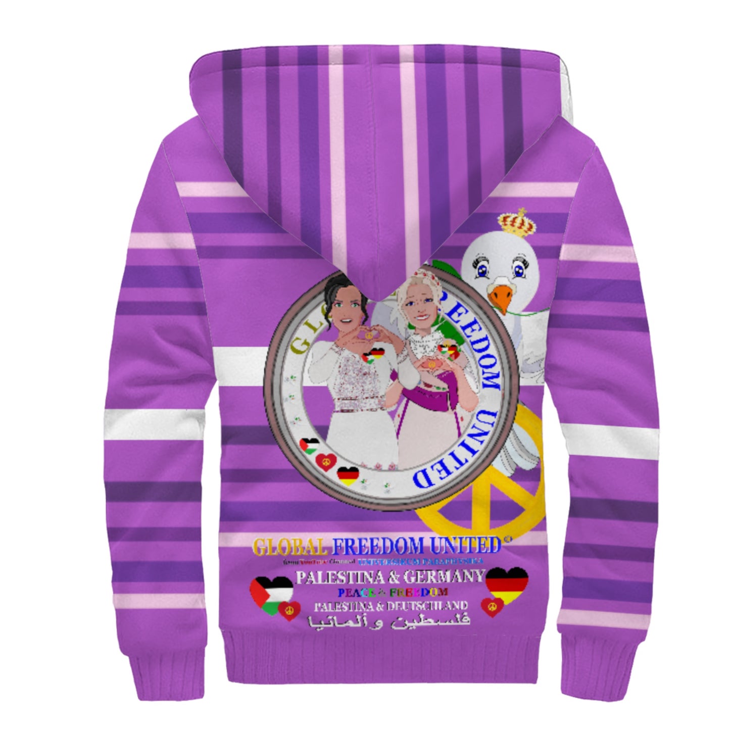 Plush Hoodie GLOBAL FREEDOM UNITED© Women Palestina & Germany Lilac
