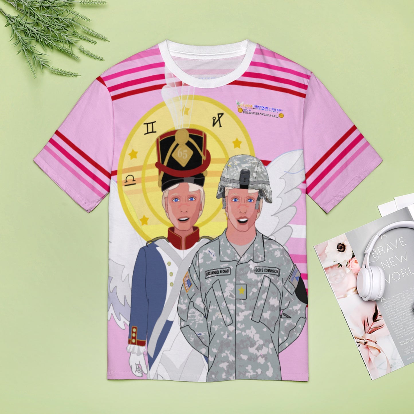 Women´s T-shirt  Global Freedom United© Archangel Michael In Latin V3 Pink1