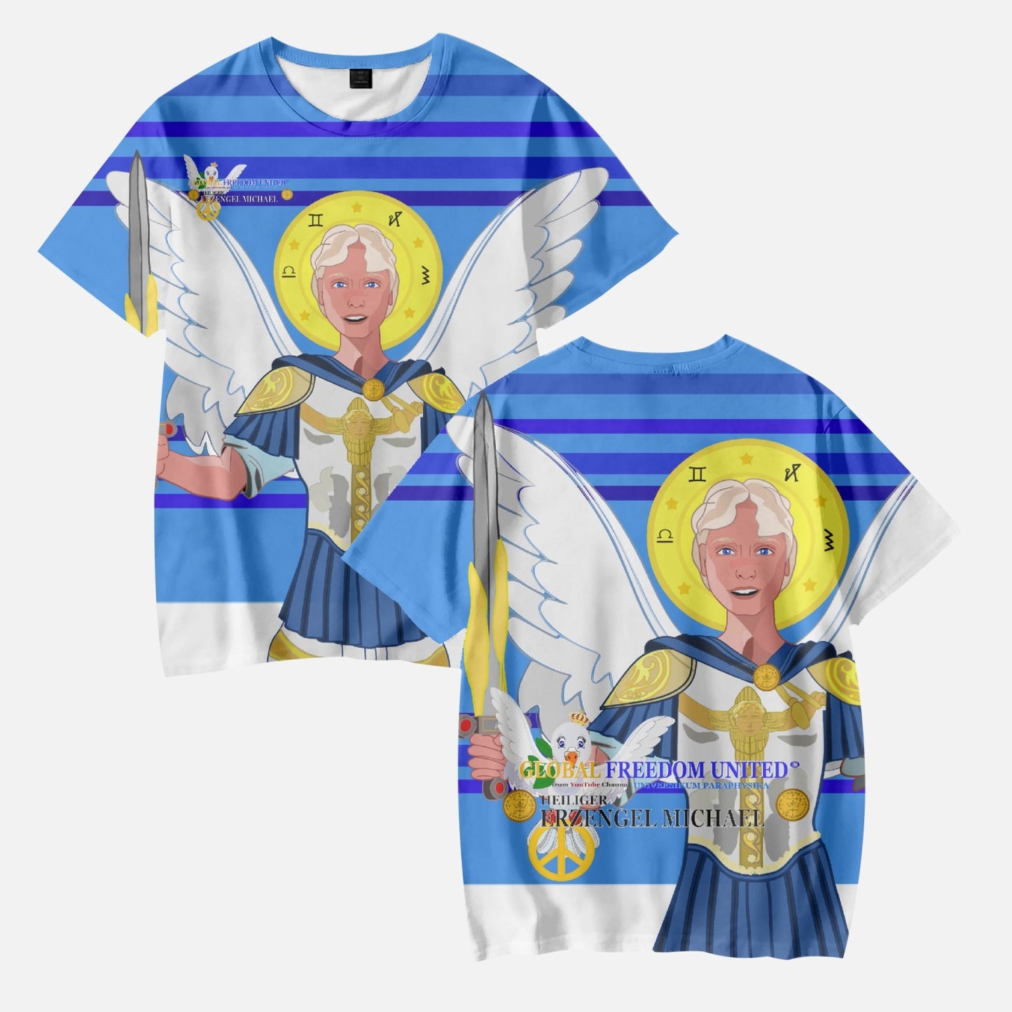 AOP Kids' Short T-Shirts GLOBAL FREEDOM UNITED ARCHANGEL MICHAEL DEEP BLUE