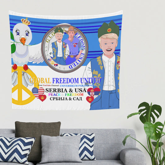 Tupestry GLOBAL FREEDOM UNITED© Men Serbia & USA Deep Blue