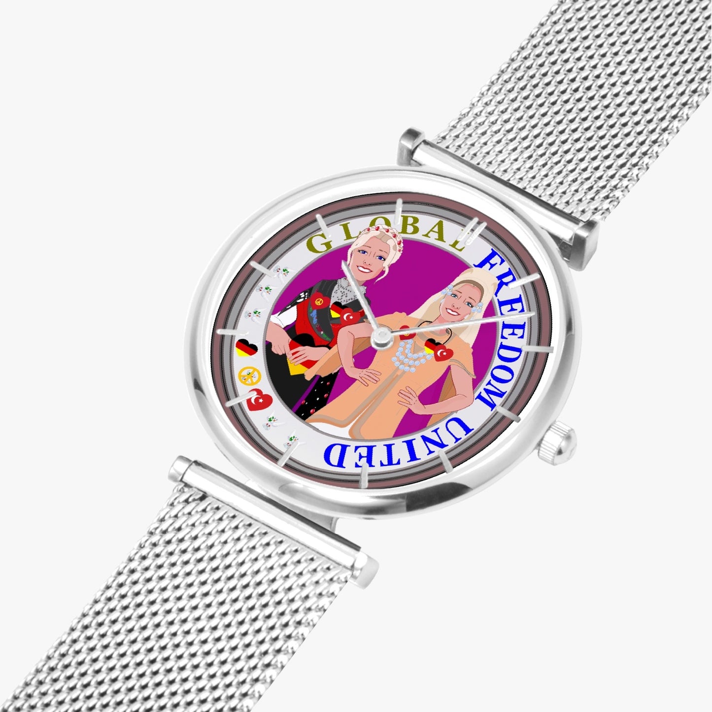 GLOBAL FREEDOM UNITED© New Stylish Ultra-Thin Quartz Watch (With Indicators) Women Turkey & Germany