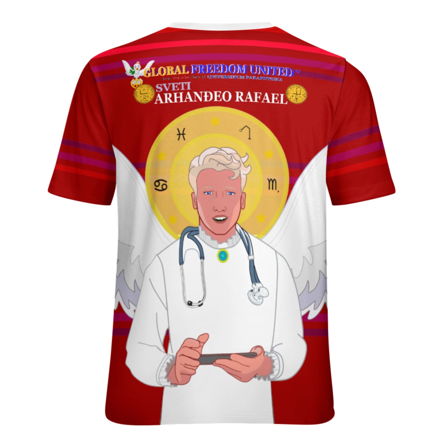 Women´s T-shirt GLOBAL FREEDOM UNITED© Archangel Rafael Croatia Red