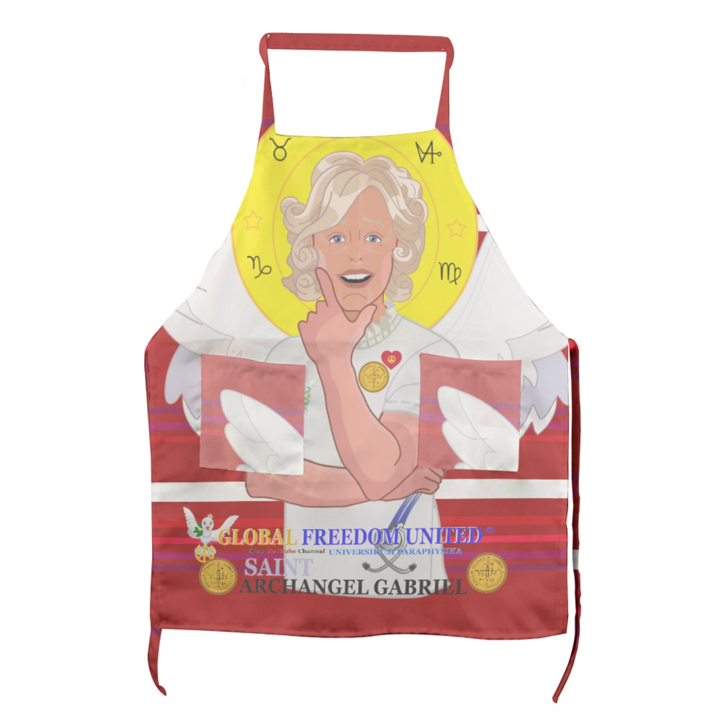 Apron GLOBAL FREEDOM UNITED© Archangel Gabriel English Red