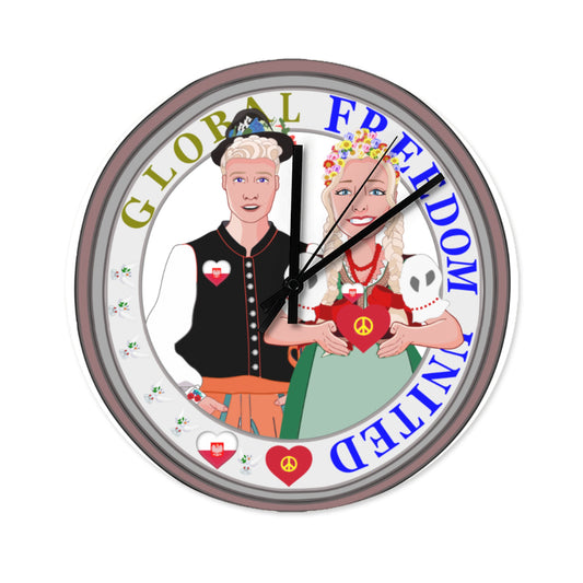 Wooden Wall Clock Without Scale GLOBAL FREEDOM UNITED© Couple Poland