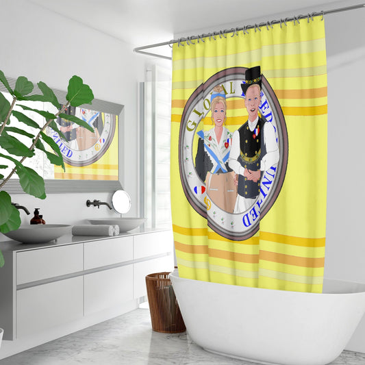 GLOBAL FREEDOM UNITED© Couple France Yellow - Quick-drying Shower Curtain