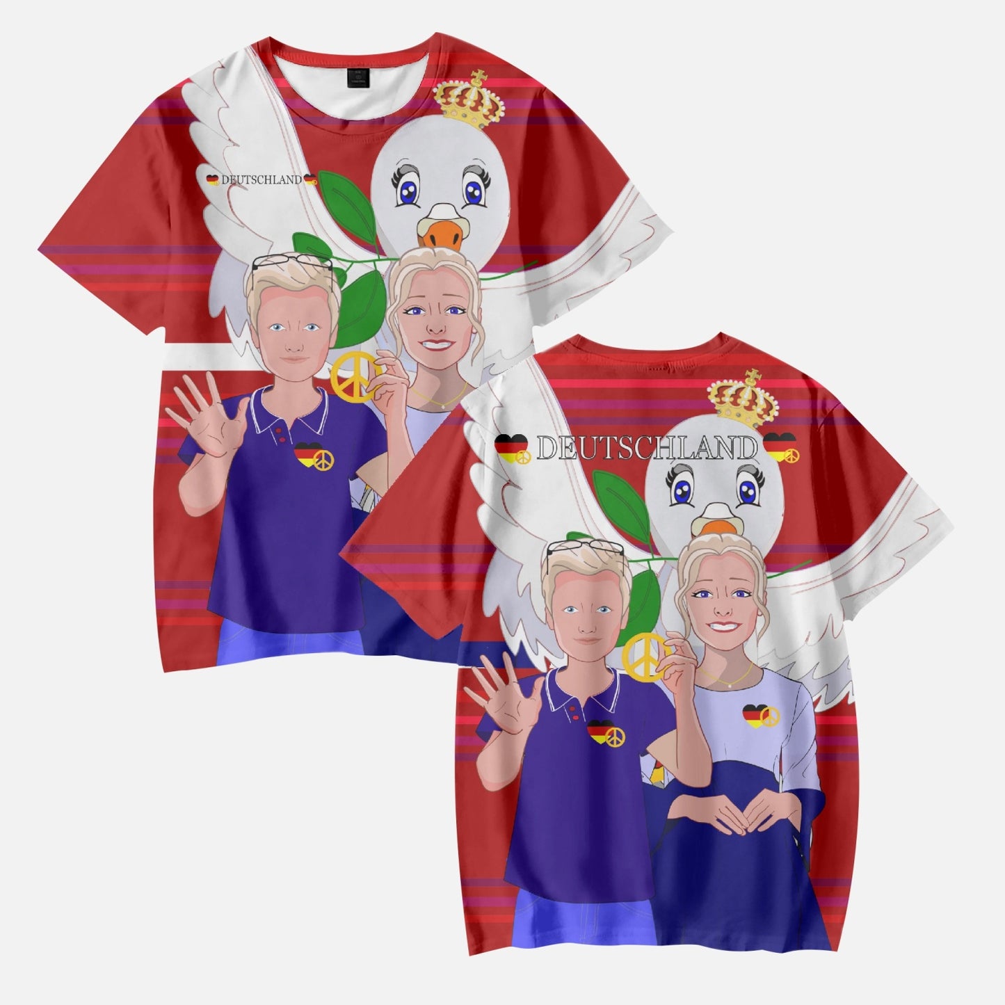 AOP Kids' Short T-Shirts GLOBAL FREEDOM UNITED COUPLE EDITION GERMANY V2 RED