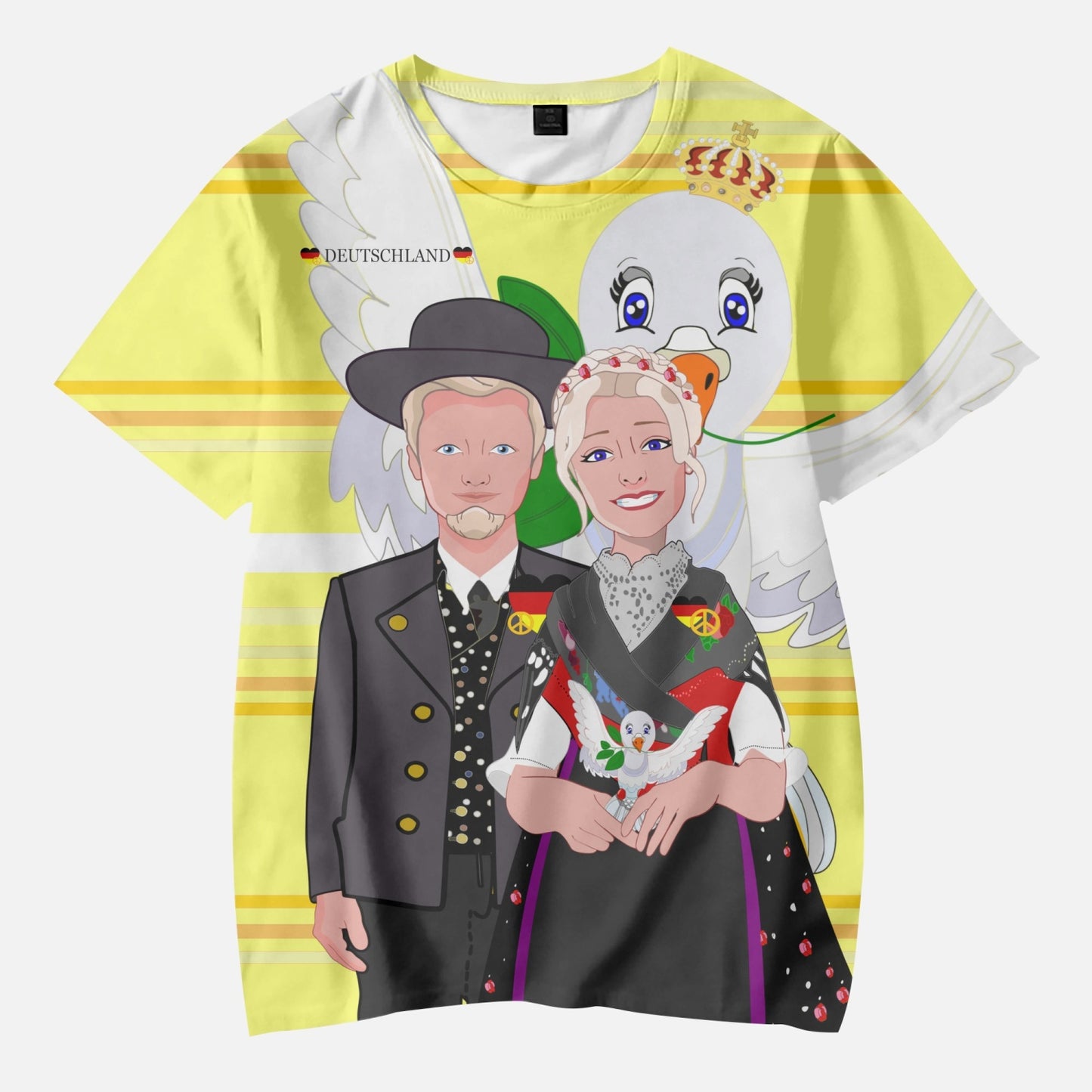 AOP Kids' Short T-Shirts GLOBAL FREEDOM UNITED COUPLE EDITION GERMANY V1 YELLOW