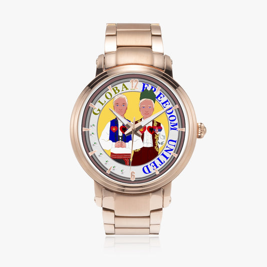 New Steel Strap Automatic Watch (With Indicators) GLOBAL FREEDOM UNITED MEN ALBANIA & SERBIA