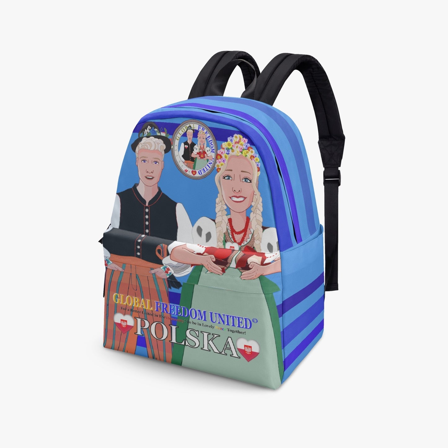 GLOBAL FREEDOM UNITED© Couple Poland Deep Blue - All-over-print Canvas Backpack