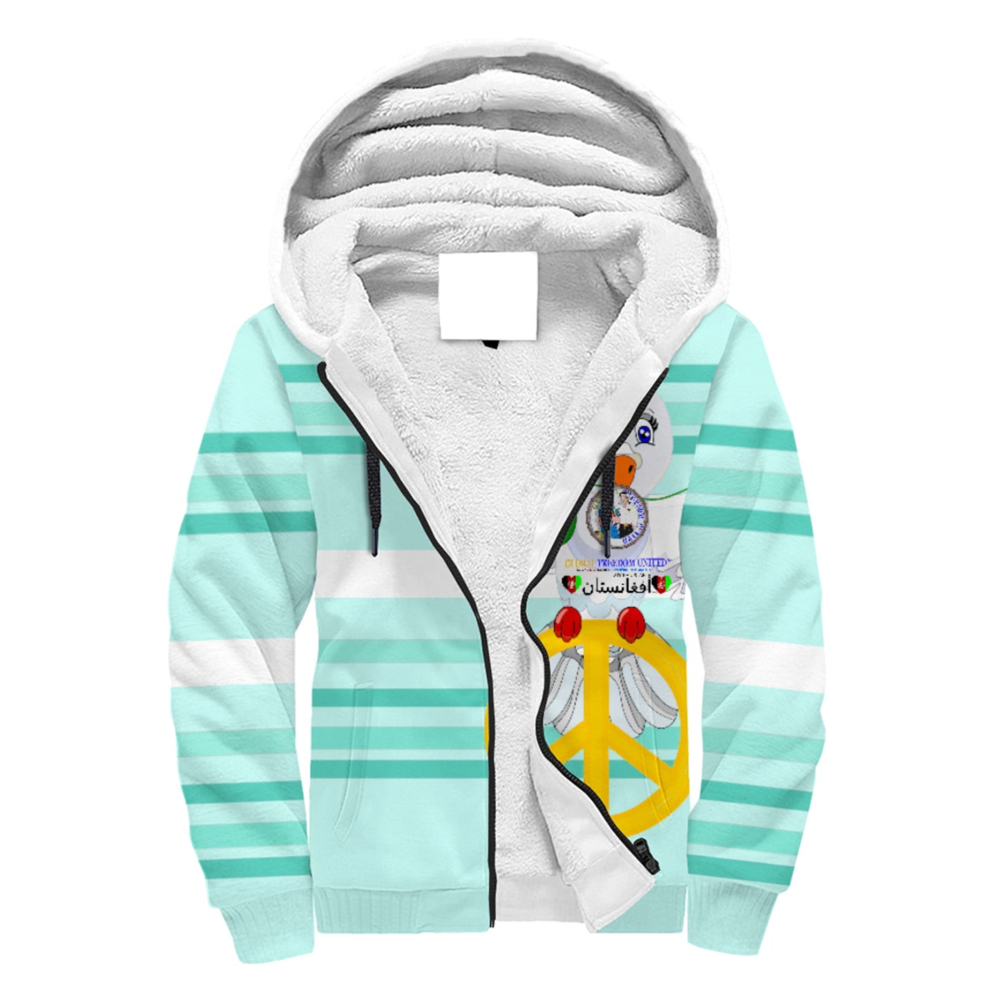 Plush Hoodie GLOBAL FREEDOM UNITED© Couple Afghanistan Light Green