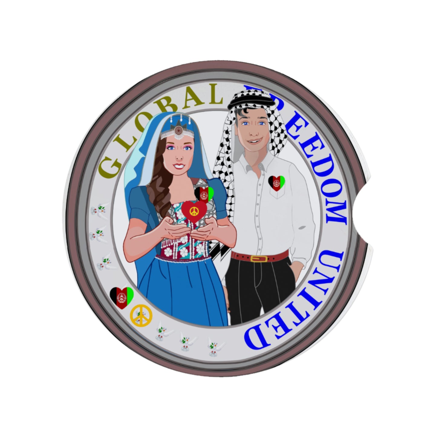 Ceramic Car Coasters Global Freedom United© Couple Afghanistan
