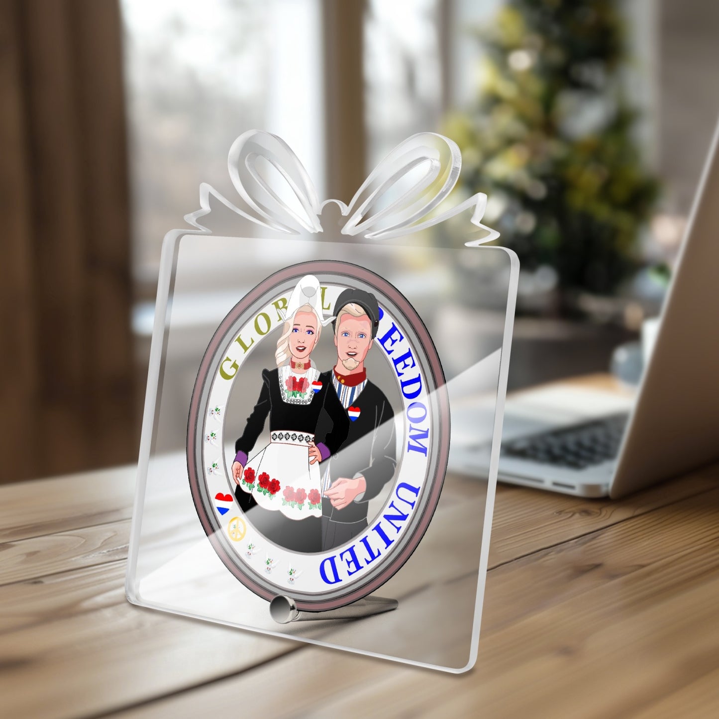 GLOBAL FREEDOM UNITED© Couple Nederland Acrylic Plaque with  Stand - Gift Shape