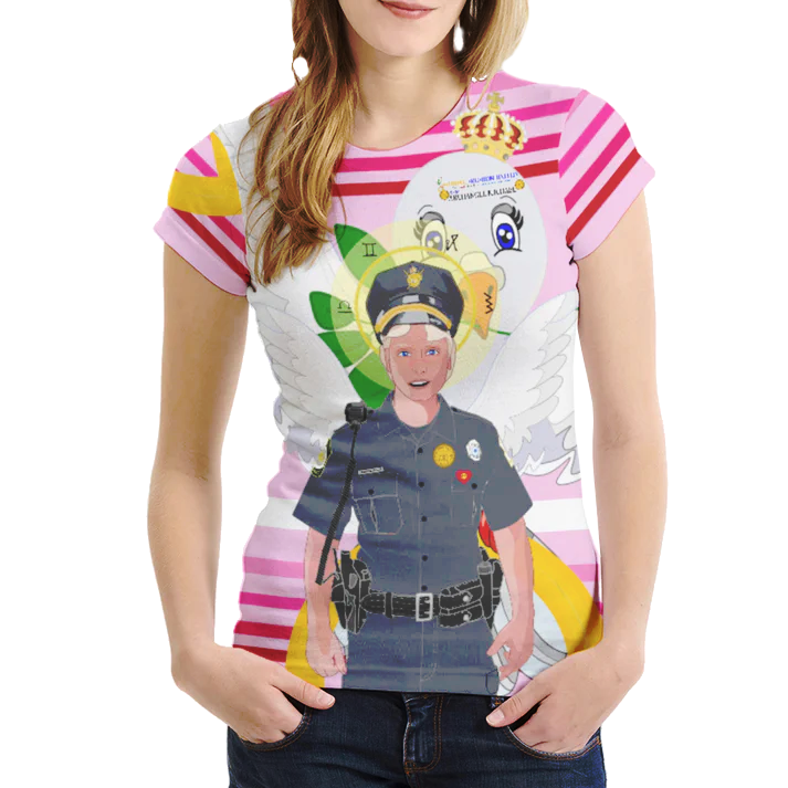 Women´s T-shirt 1 GLOBAL FREEDOM UNITED© Archangel Michael As Policemen Pink1
