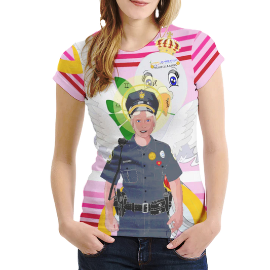 Women´s T-shirt 1 GLOBAL FREEDOM UNITED© Archangel Michael As Policemen Pink1
