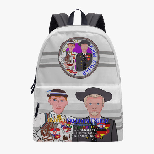 GLOBAL FREEDOM UNITED© Men Croatia & Germany GREY All-over-print Canvas Backpack