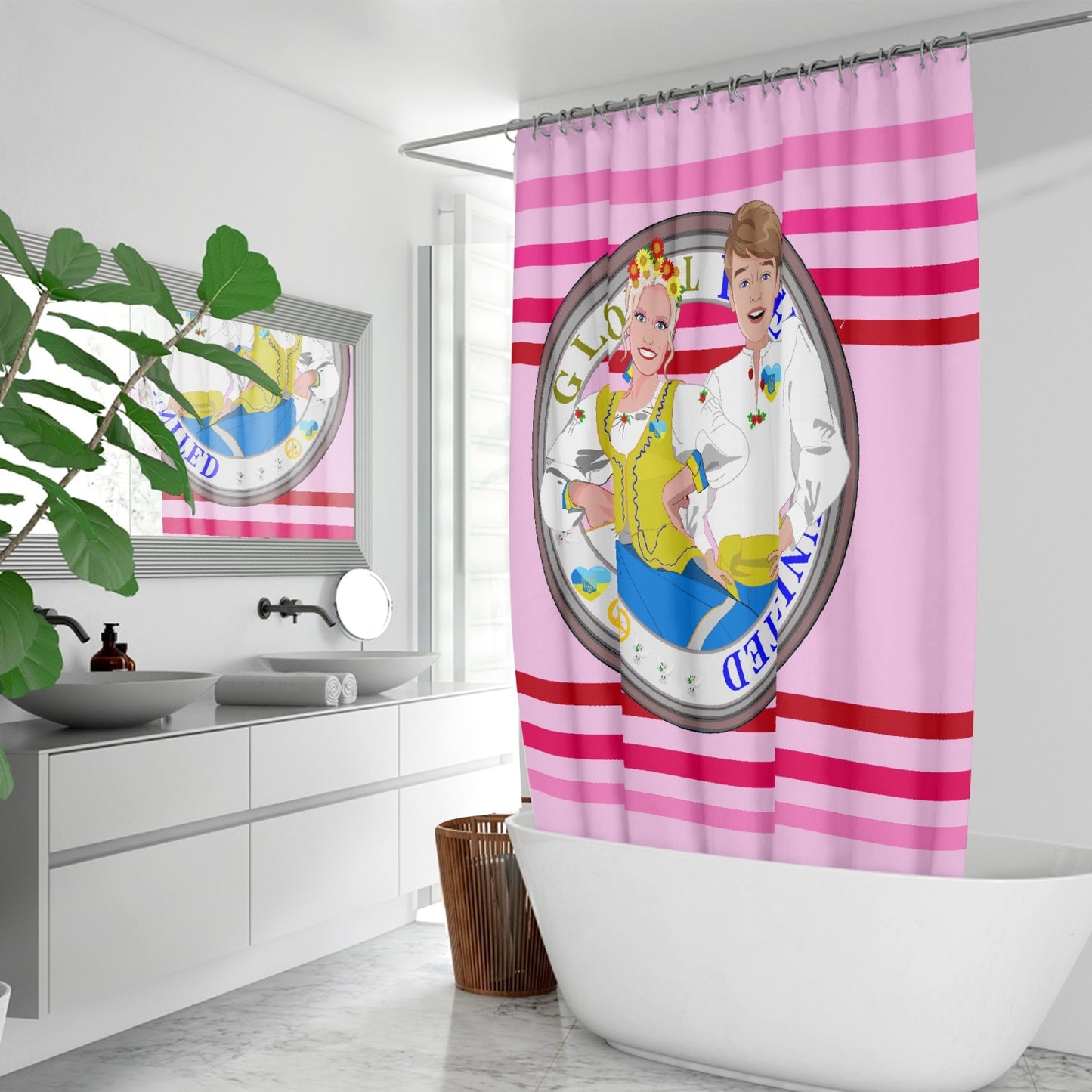 GLOBAL FREEDOM UNITED© Couple Ukrain Pink1 -  Quick-drying Shower Curtain