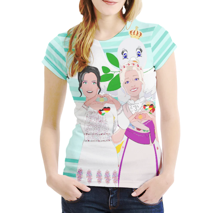 Women´s T-shirt 1 GLOBAL FREEDOM UNITED© Women Palestina & Germany Light Green