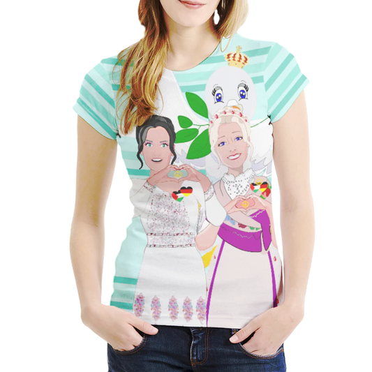 Women´s T-shirt 1 GLOBAL FREEDOM UNITED© Women Palestina & Germany Light Green