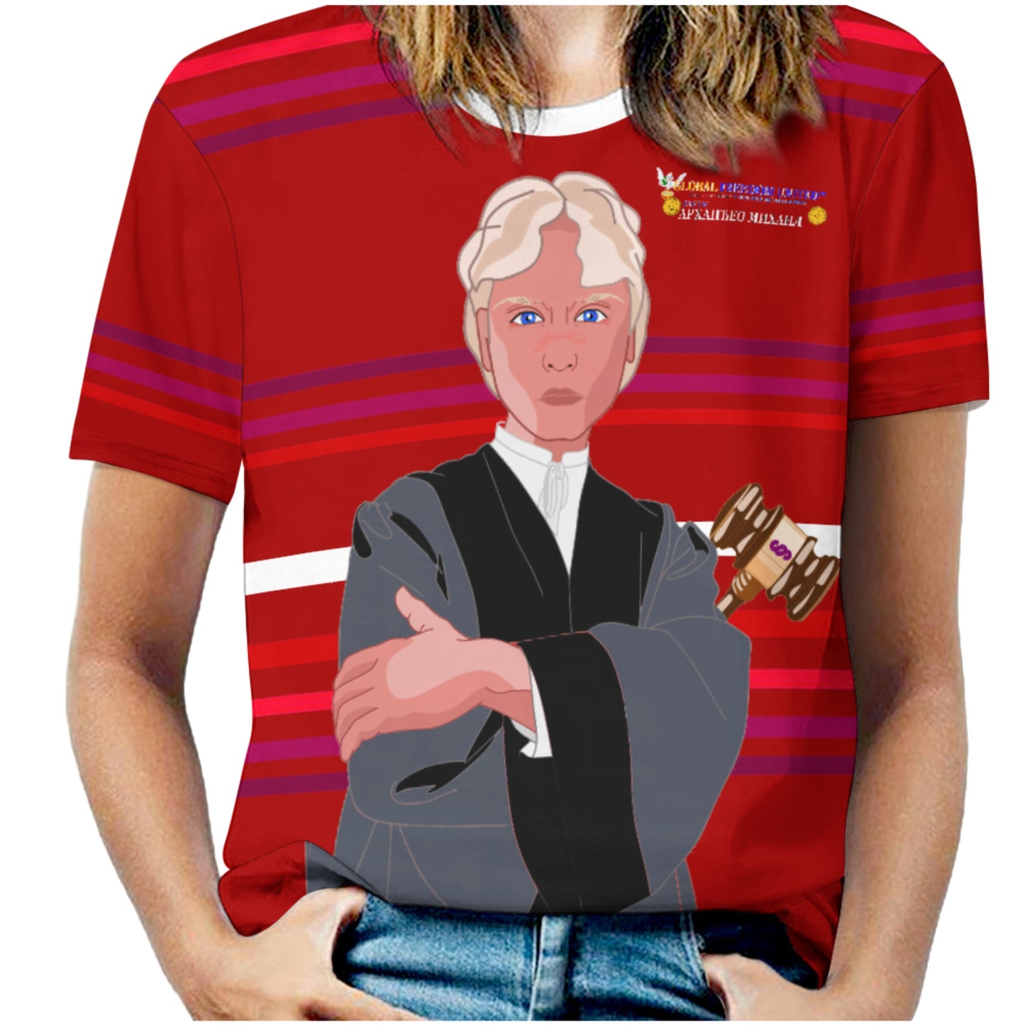 Women´s T-shirt  GLOBAL FREEDOM UNITED© Archangel Michael Serbia V5 Red