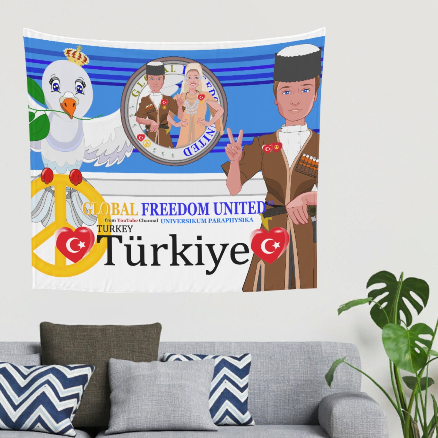 Tapestry GLOBAL FREEDOM UNITED© Couple Turkey Deep Blue