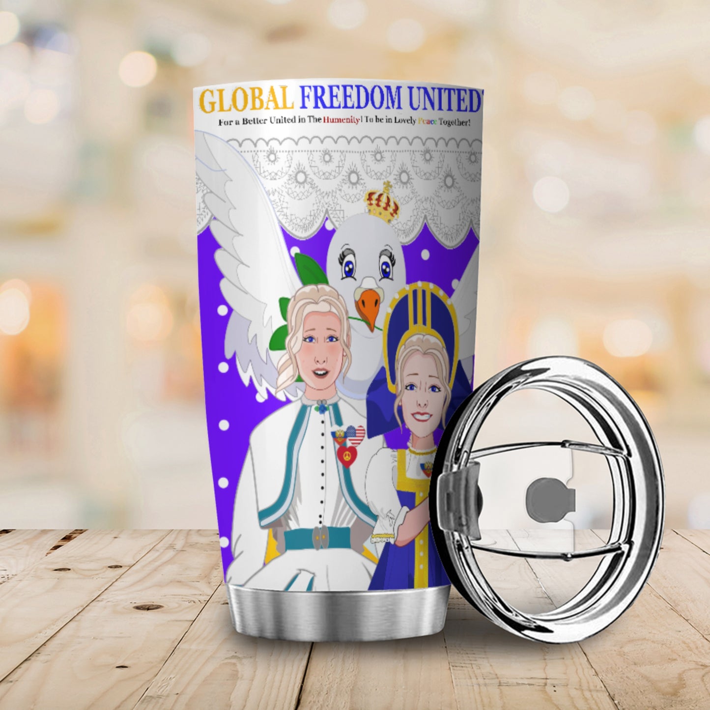 Tumbler GLOBAL FREEDOM UNITED© Women Russia & USA Lilac2