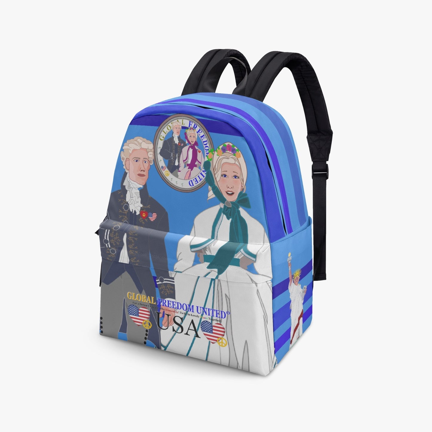 GLOBAL FREEDOM UNITED© Couple USA Georg Washington Deep Blue - All-over-print Canvas Backpack