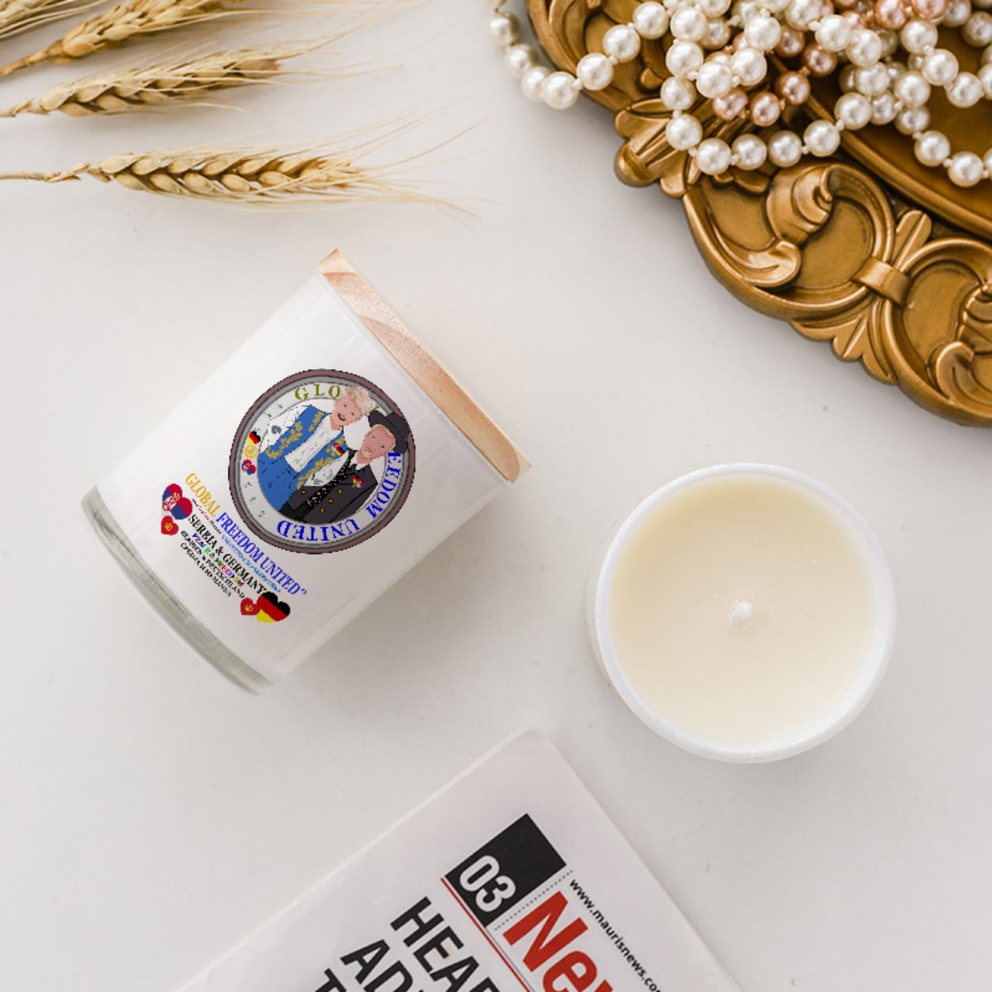 Scented Soy Candle GLOBAL FREEDOM UNITED© Men Serbia & Germany V2