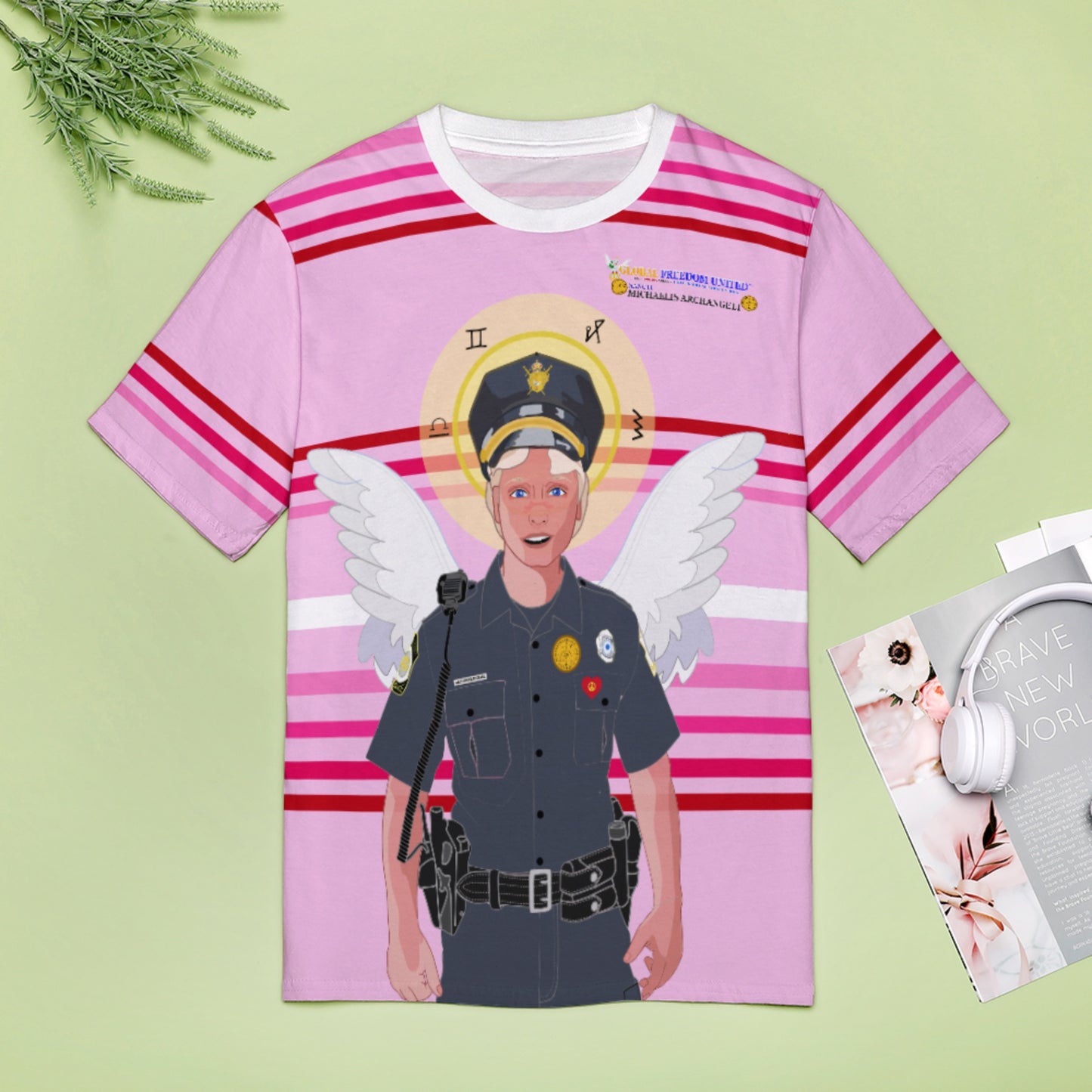 Women´s T-shirt  Global Freedom United© Archangel Michael In Latin V4 Pink1