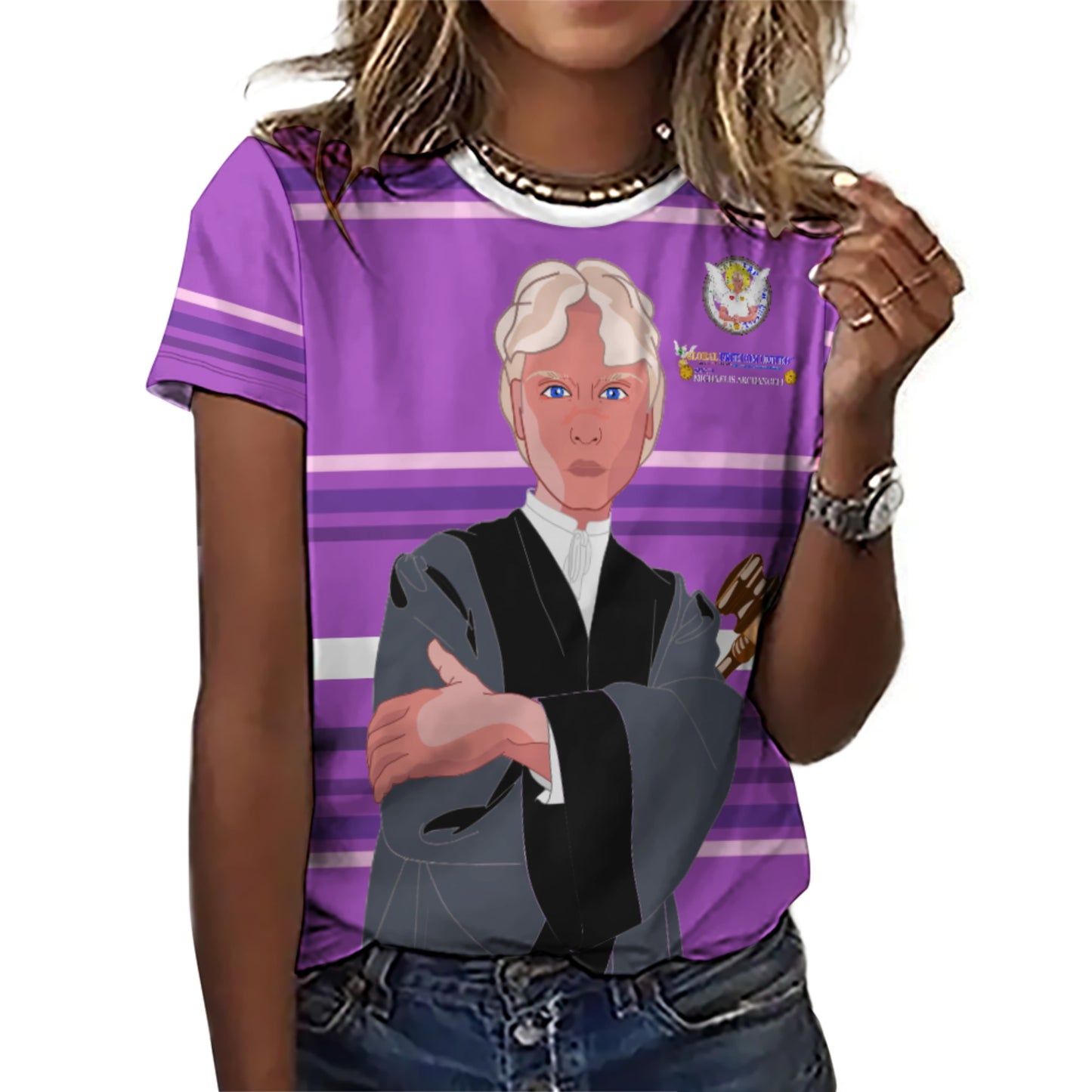 Women´s T-shirt  Global Freedom United© Archangel Michael In Latin V5 Lilac