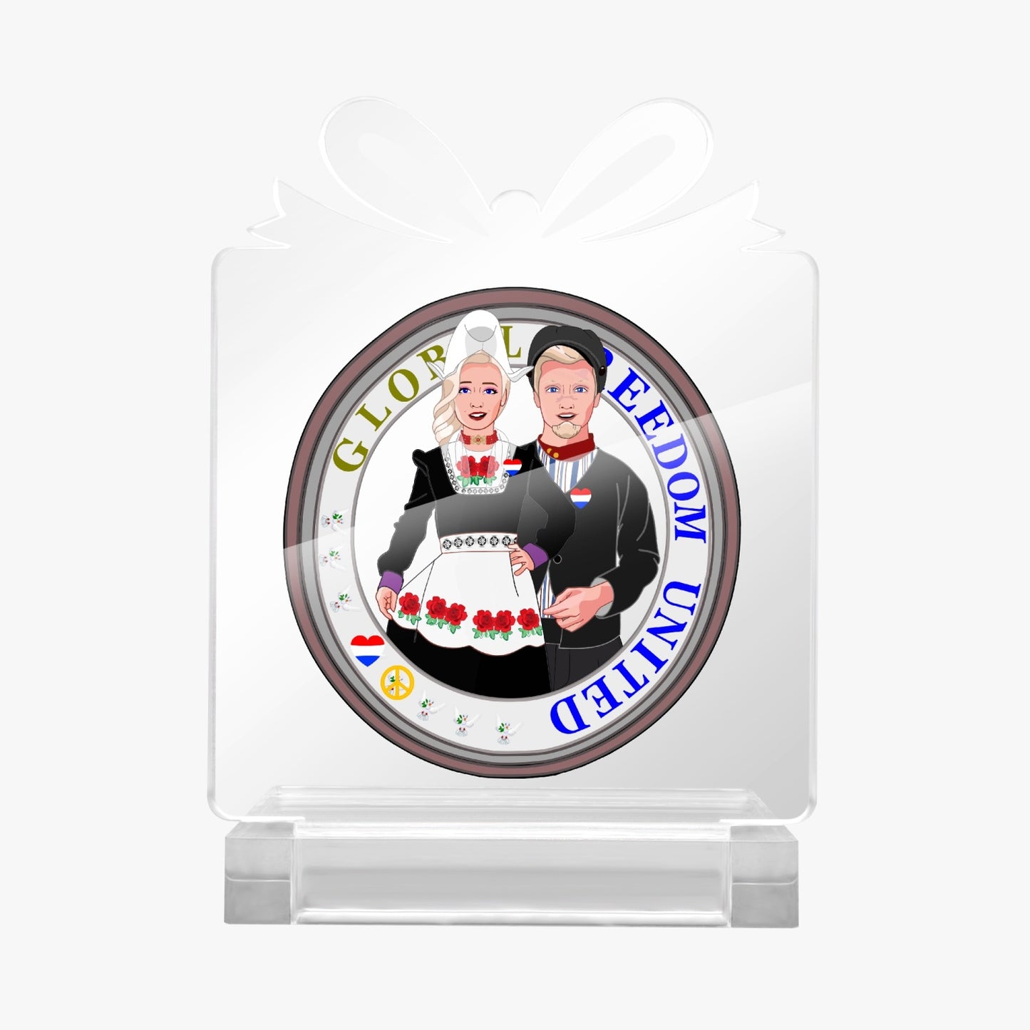 GLOBAL FREEDOM UNITED© Couple Nederland Acrylic Plaque with  Stand - Gift Shape