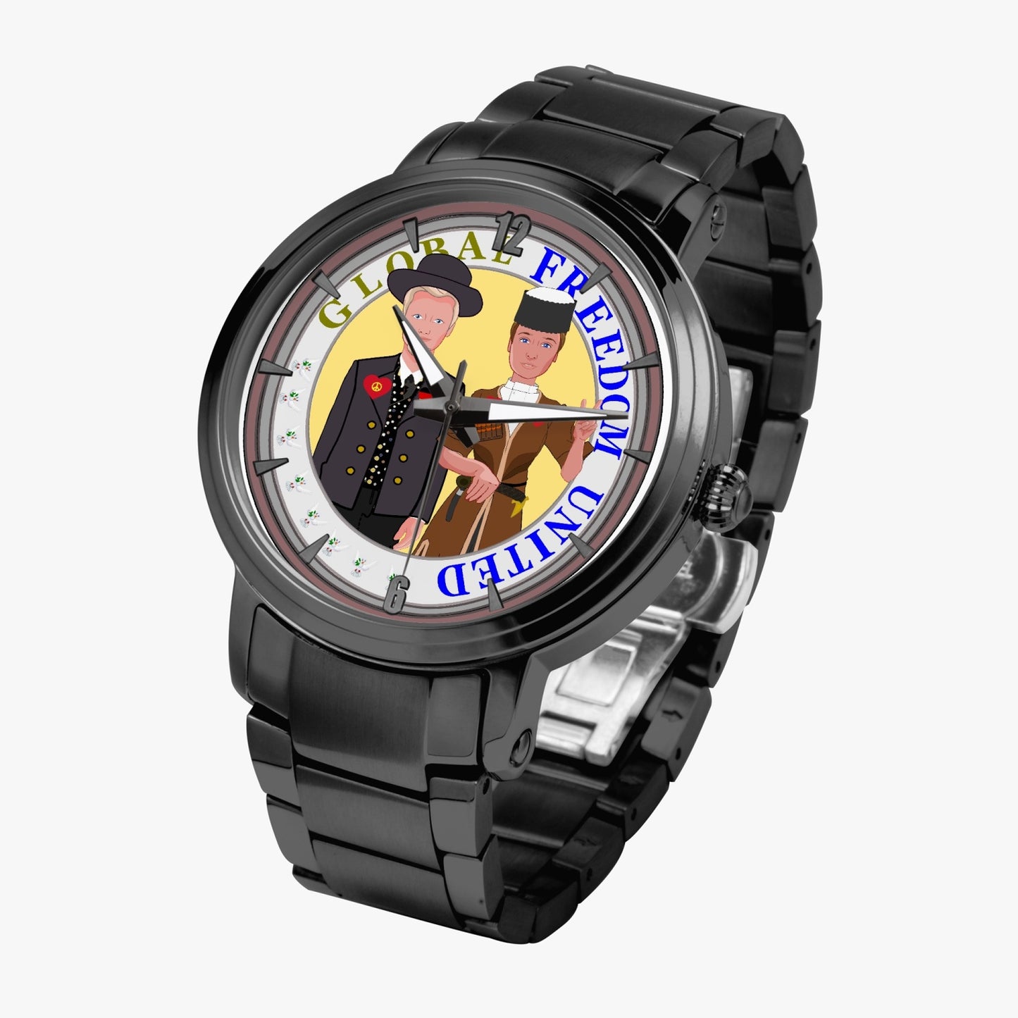 New Steel Strap Automatic Watch (With Indicators) GLOBAL FREEDOM UNITED MEN GERMANY & TURKEY