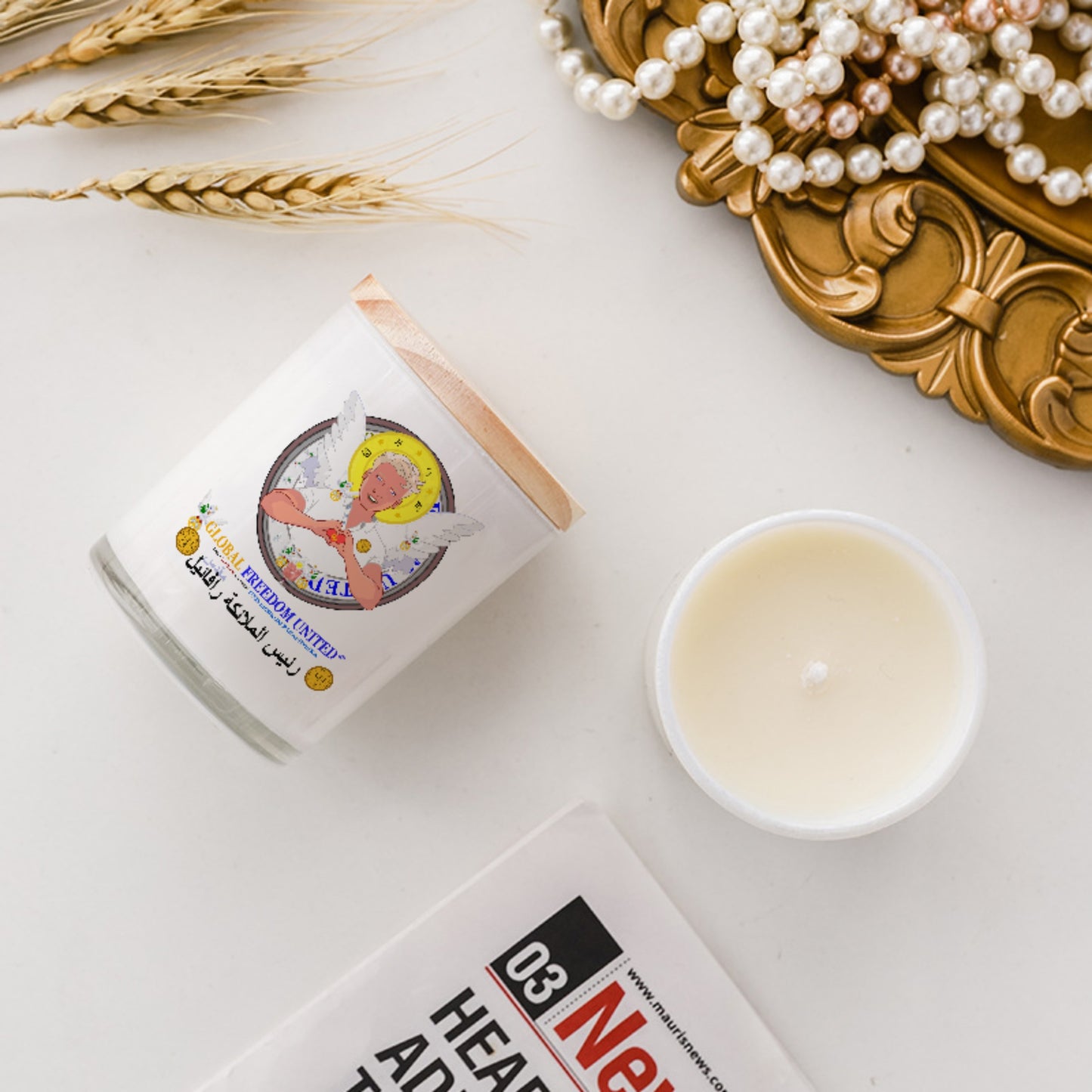 Scented Soy Candle GLOBAL FREEDOM UNITED© Archangel Rafael Arabic