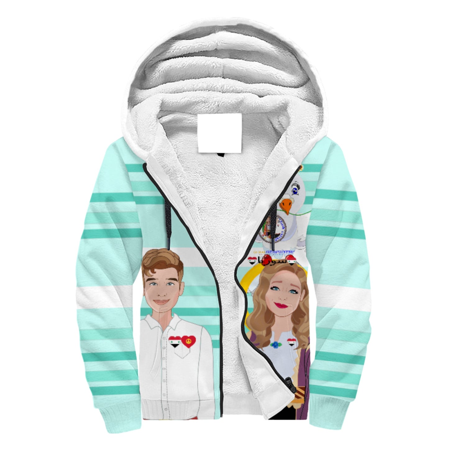 Plush Hoodie GLOBAL FREEDOM UNITED© Couple Syria Light Green