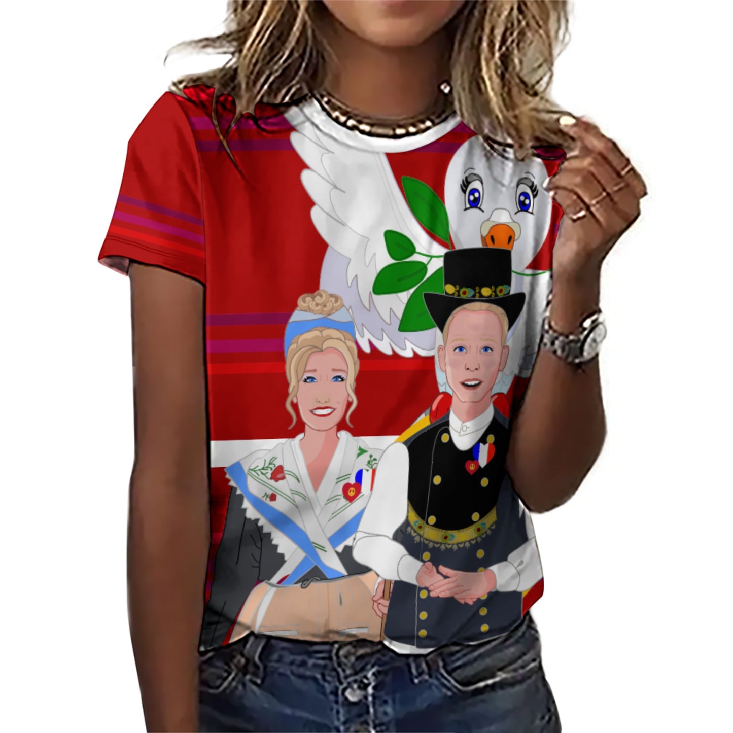 Women´s T-shirt GLOBAL FREEDOM UNITED© Couple French Red