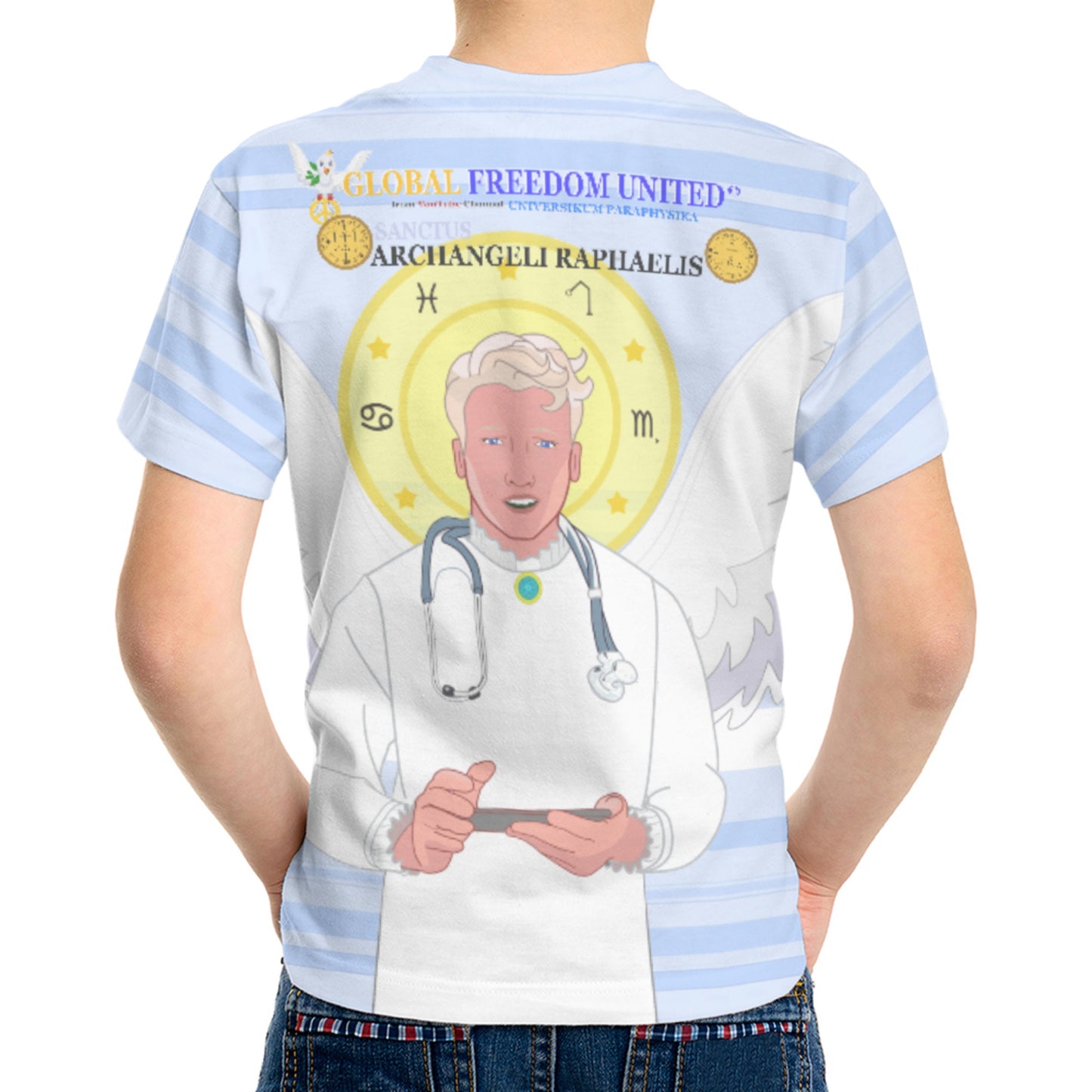 Kid´s T-shirt Global Freedom United© Archangel Rafael Old Latin Light Blue