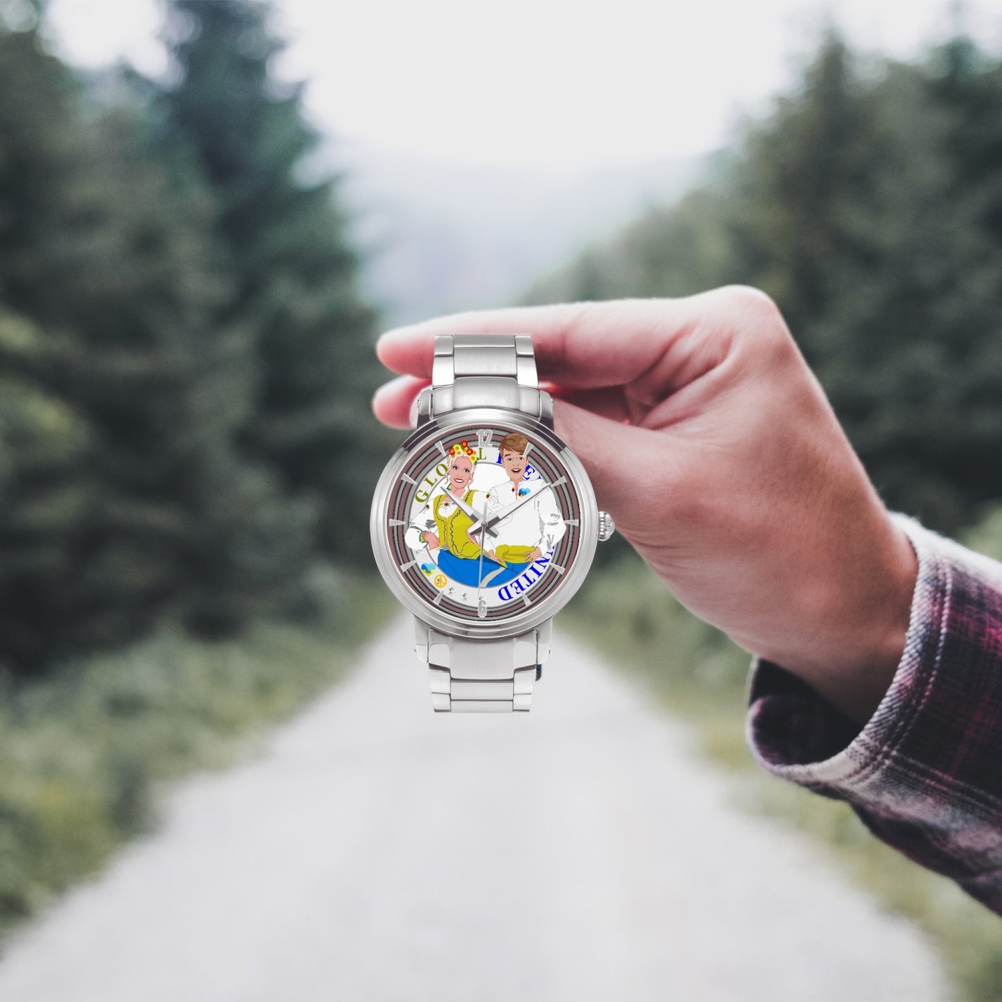 GLOBAL FREEDOM UNITED© Couple Ukrain New Steel Strap Automatic Watch (With Indicators)