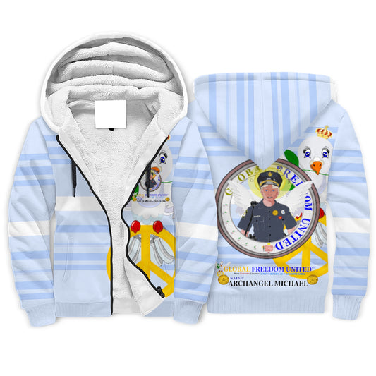Plush Hoodie GLOBAL FREEDOM UNITED© Archangel Michael As Policemen Lieght Blue