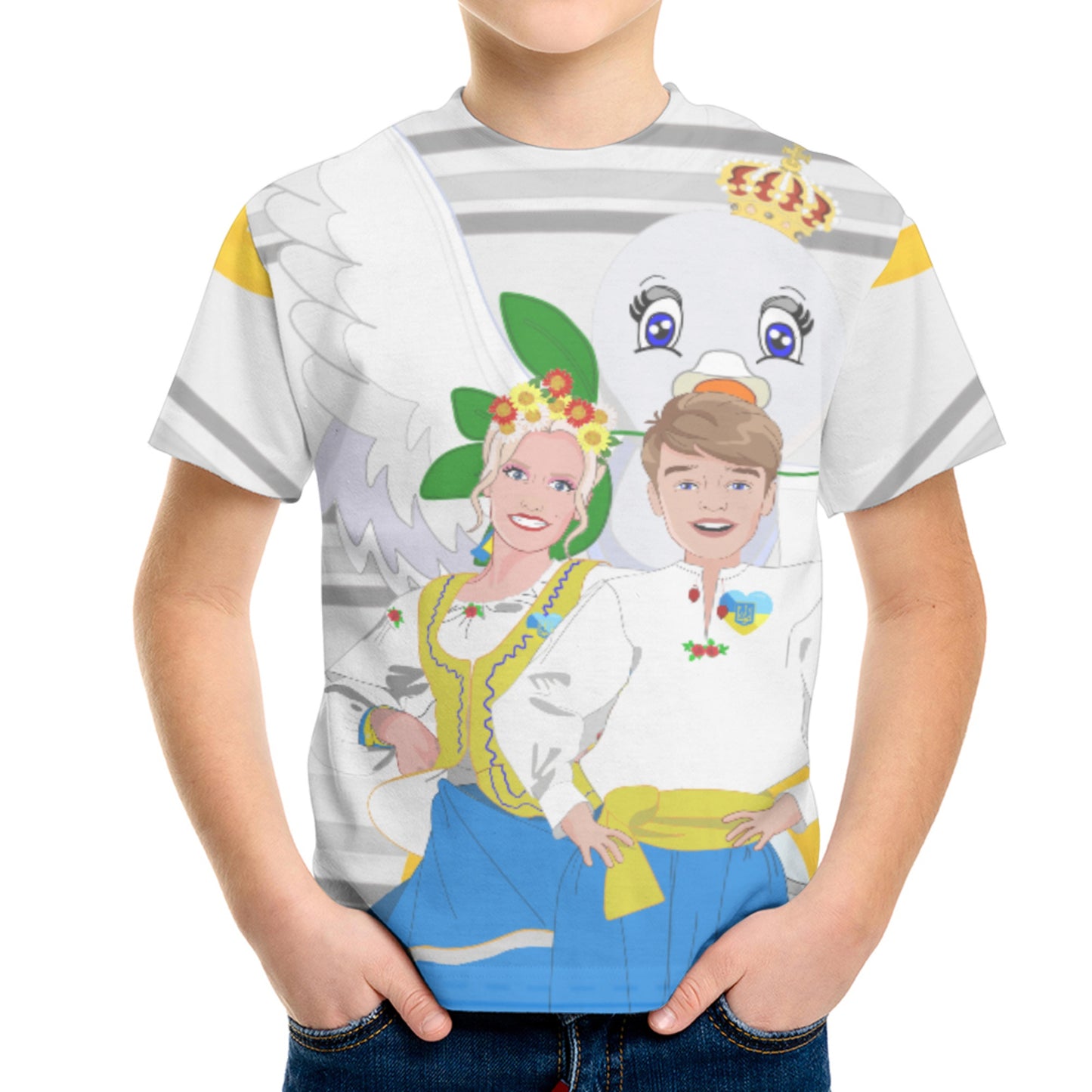 Kid´s T-shirt GLOBAL FREEDOM UNITED© Couple Ukrain Grey