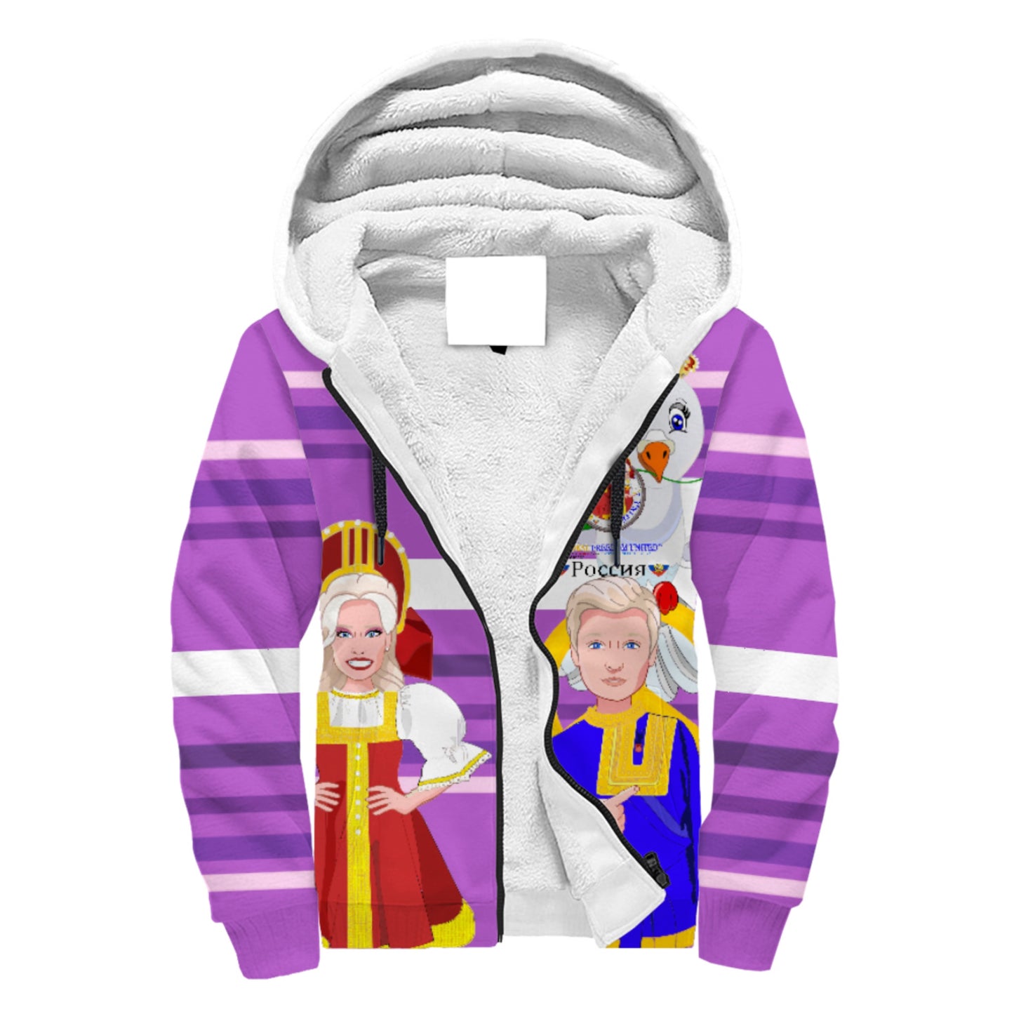 Plush Hoodie GLOBAL FREEDOM UNITED© Couple Russia Lilac