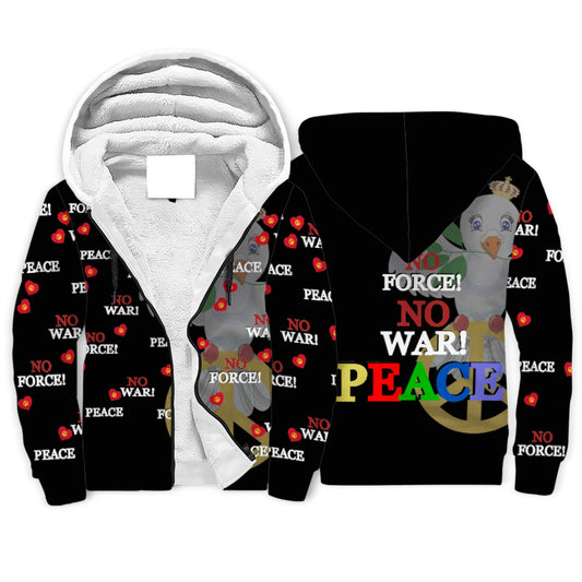 Plush Hoodie GLOBAL FREEDOM UNITED© Dove Of Peace V1 Black